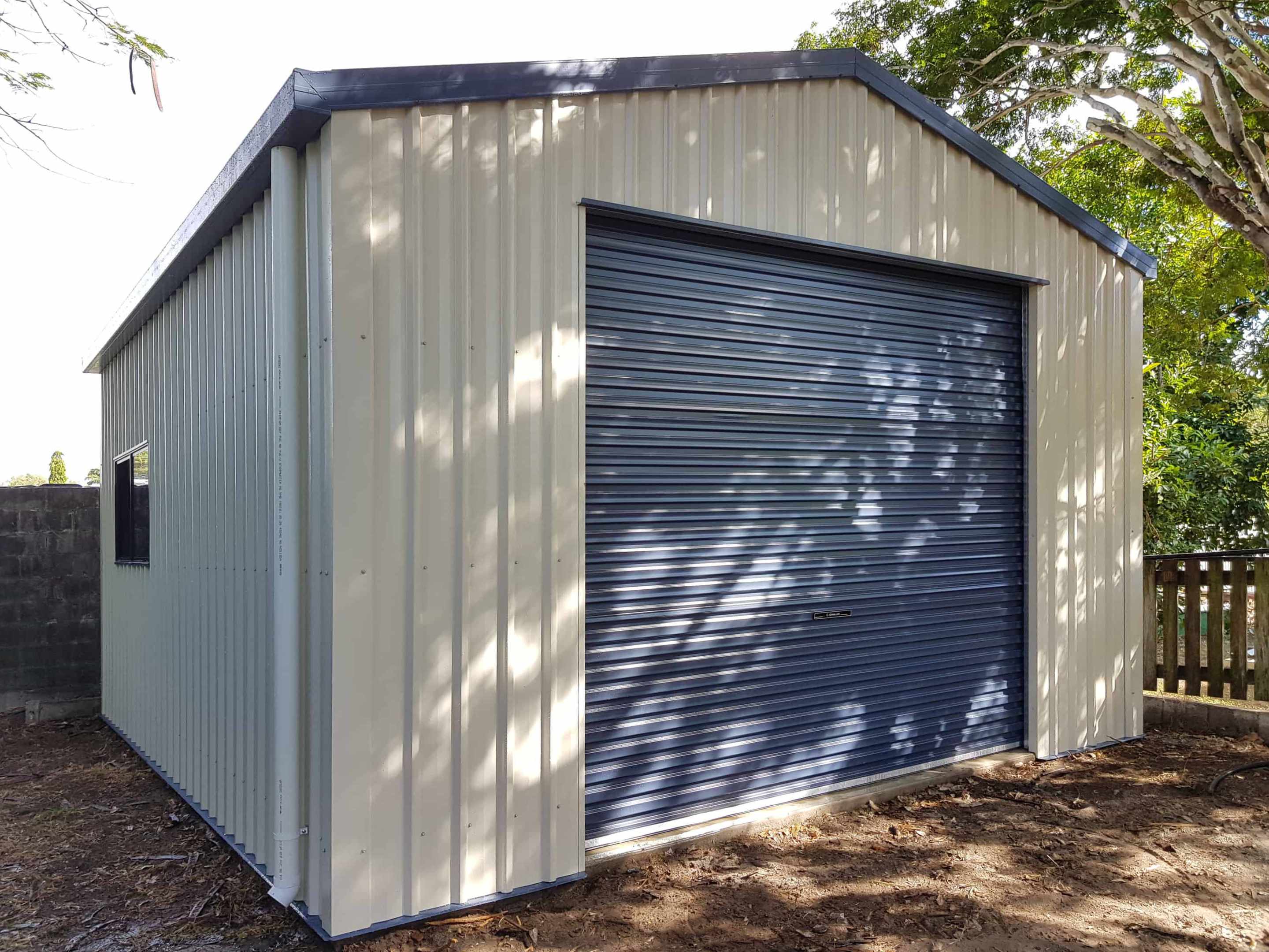 Cream Gable Shed with Blue Trim - Shed by Bryland Sheds Townsville